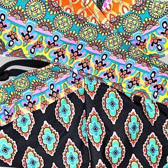 Jantzen Womens Swimsuit Sz Medium Coastal Zone‎ Diamond One Piece Criss Cross - Picture 10 of 14